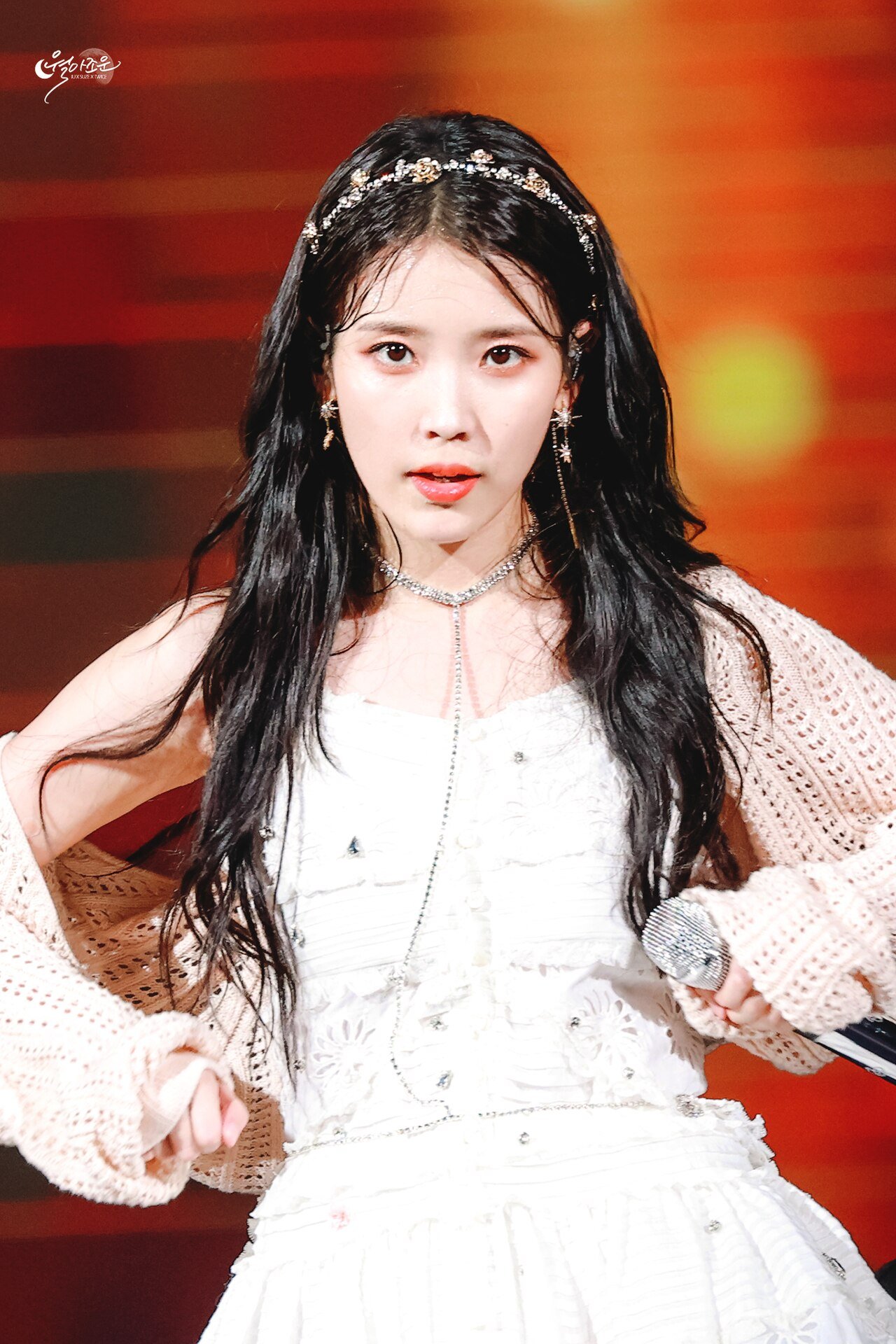 IU at her Seoul Olympic Stadium concert, September 2022.